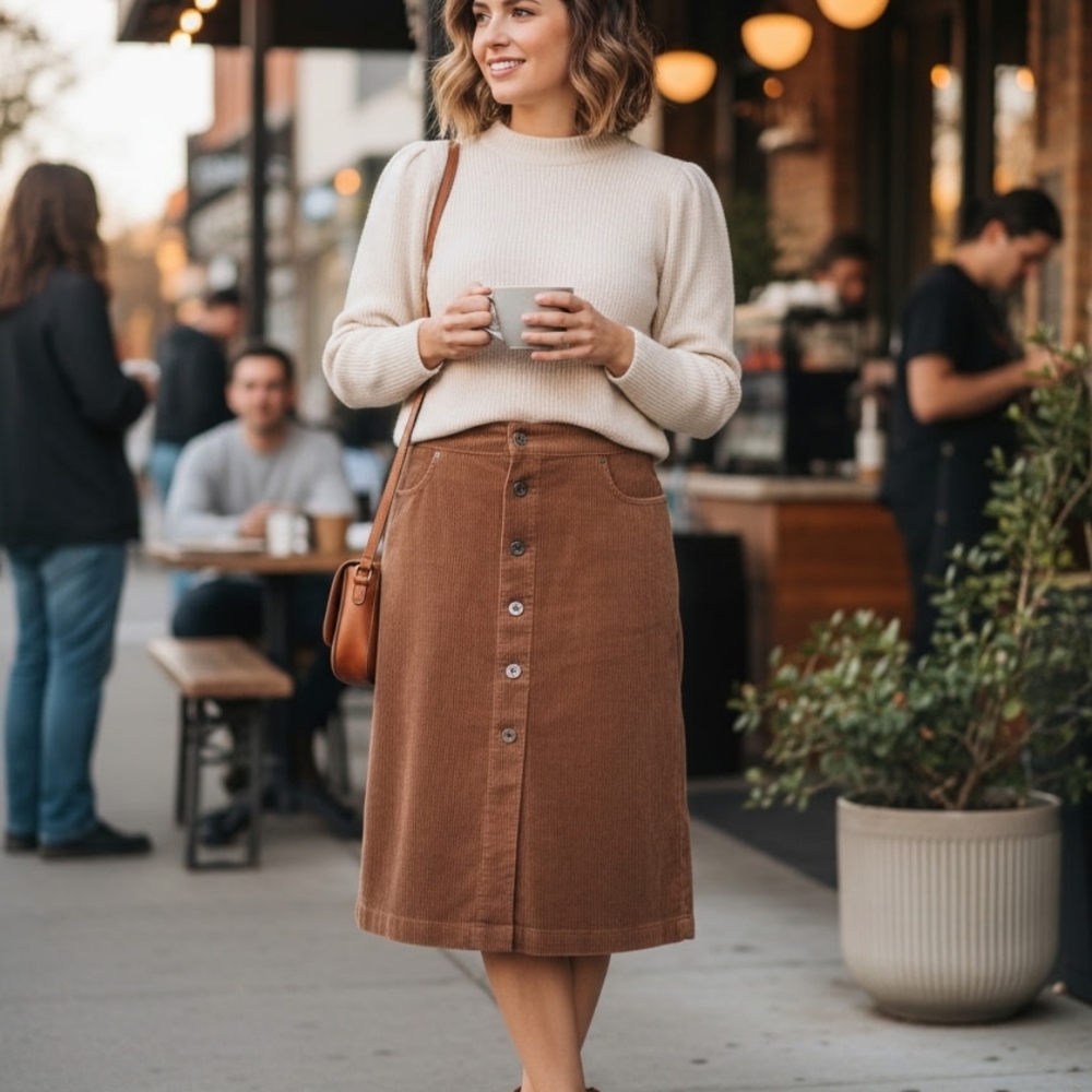 Style & Co. Brown Corduroy Pencil Skirt